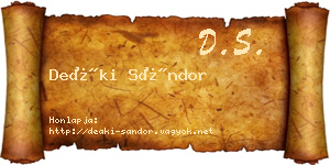 Deáki Sándor névjegykártya