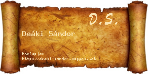 Deáki Sándor névjegykártya
