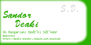 sandor deaki business card